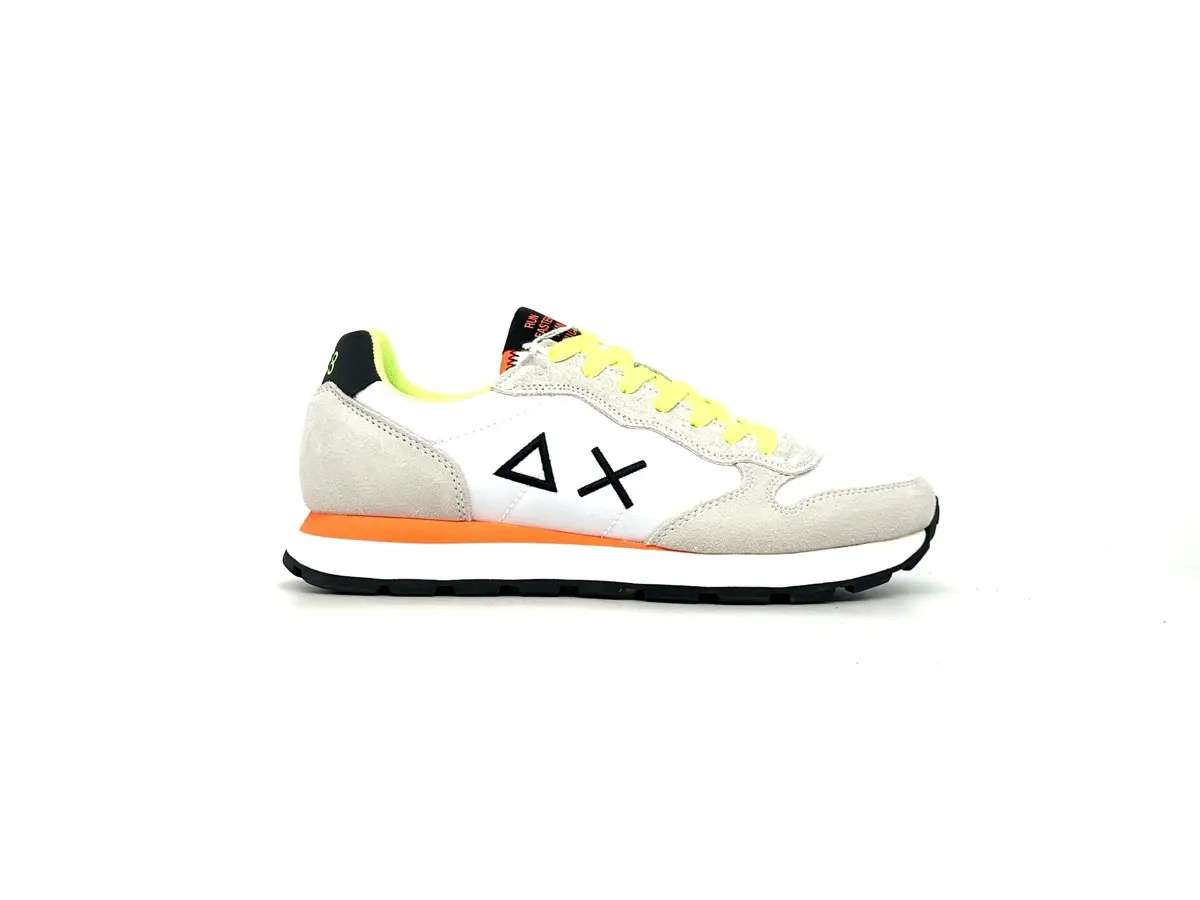 Sun68 Tom Fluo sneakers uomo bianche nylon suede dettagli fluo - Image 5
