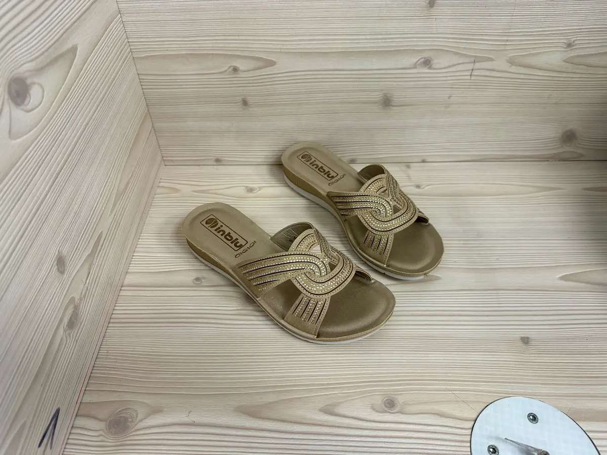 Inblu ciabatta donna sabbia con zeppa e fasce intrecciate - Image 3