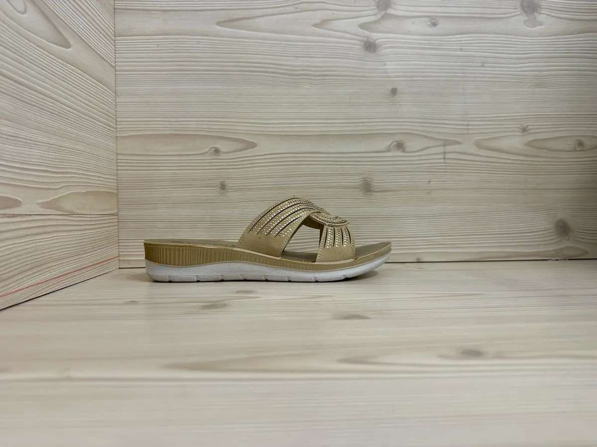 Inblu ciabatta donna sabbia con zeppa e fasce intrecciate - Image 4