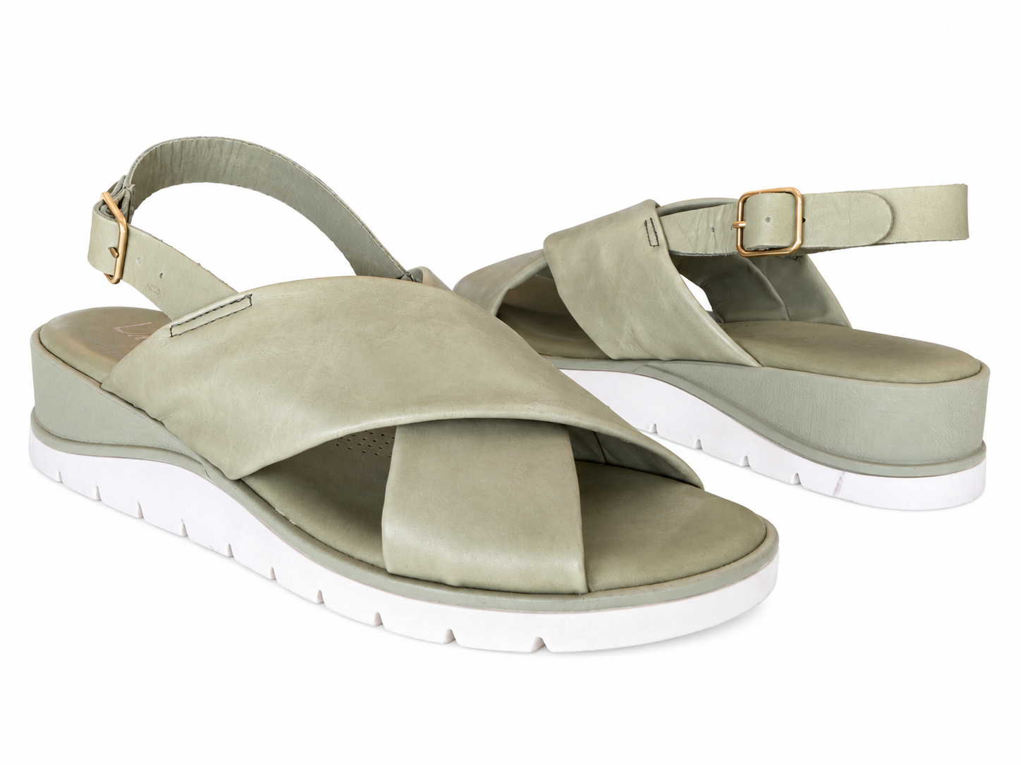 Luxdive sandali donna fasce incrociate pelle salvia - Image 5