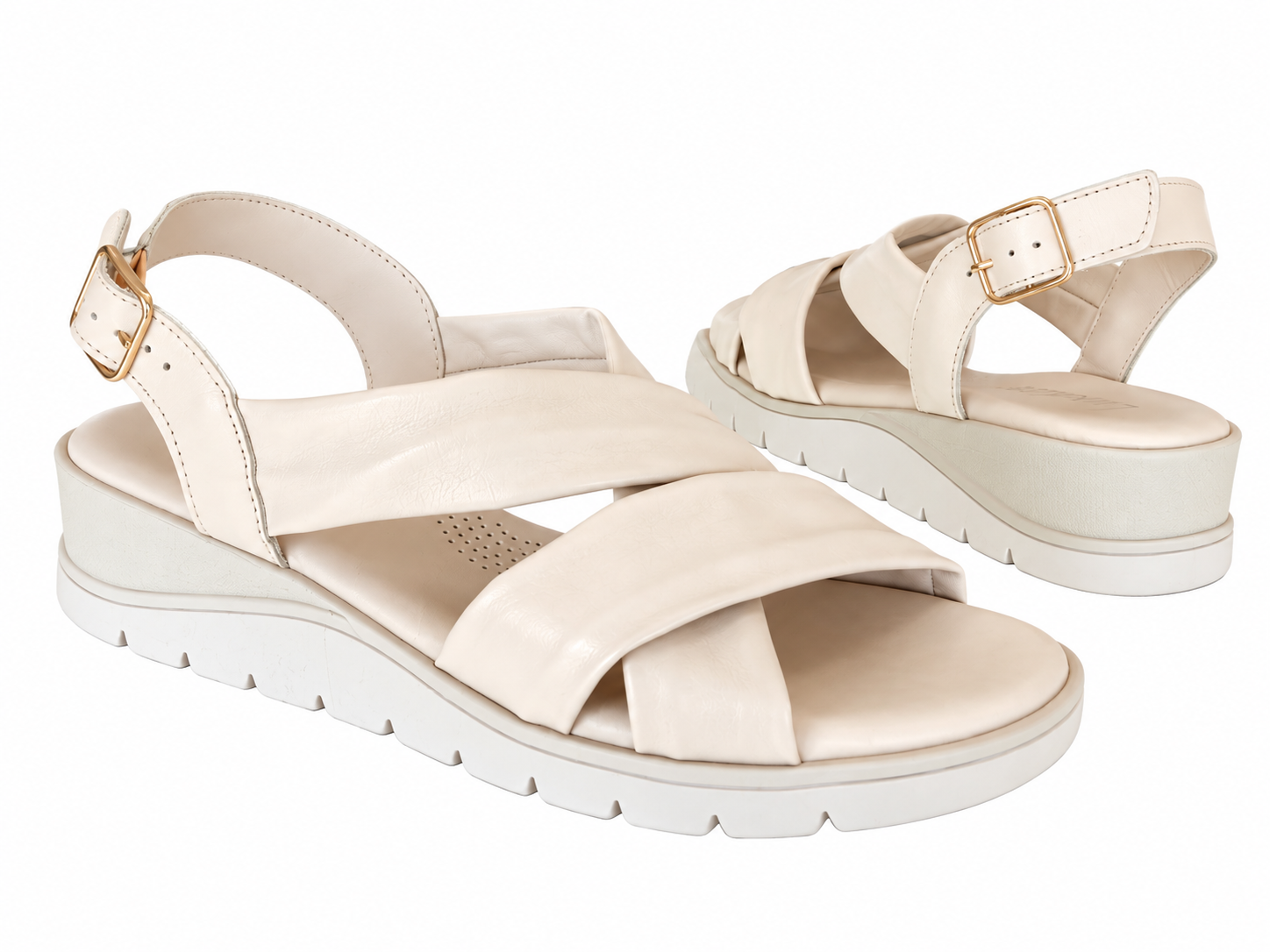 Luxdive sandali donna fasce incrociate beige con cinturino - Image 5